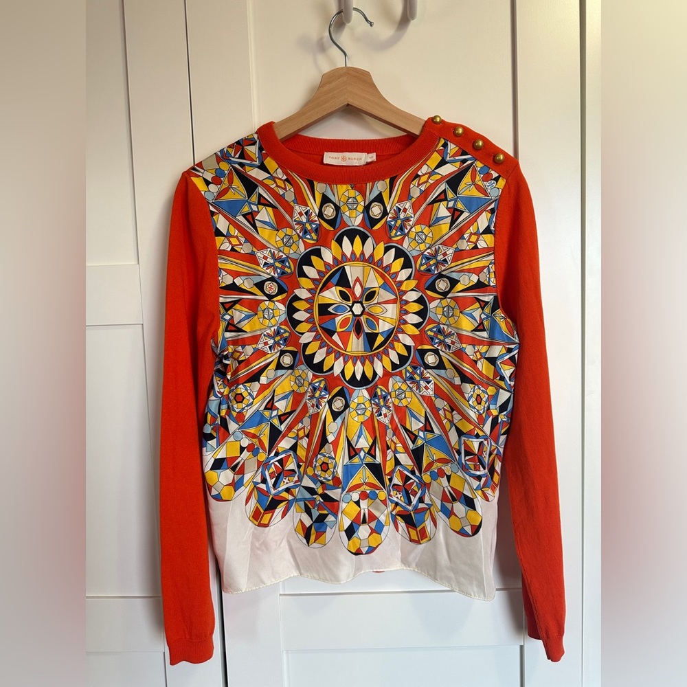 Tory Burch Colorful Geometric Print Top - Size S/M - please read! 🧡Host Pick🧡